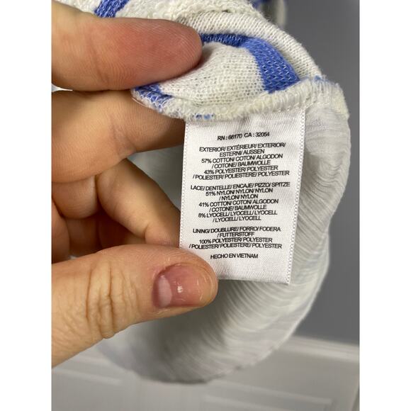 Anthropologie, Sullivan + James, Size Large, Blue & White Terry Stripe Sweater - Picture 3 of 11